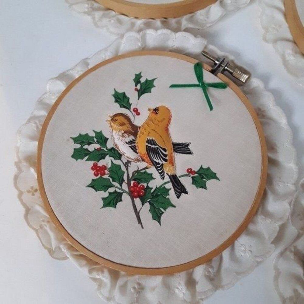 5pcs Vintage Christmas Bird Wall Hanging - Picture 6 of 10